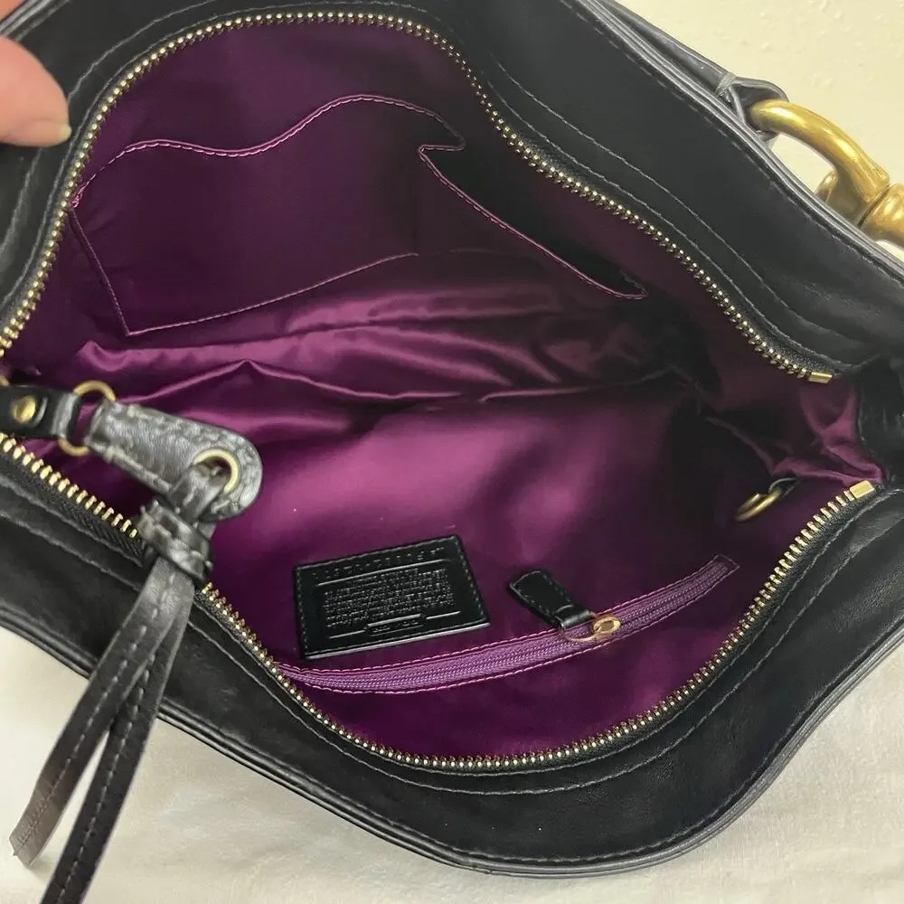 Coach Legacy Zoe Leather Hobo Shoulder Bag Black Style 12671 Brass Dust Bag